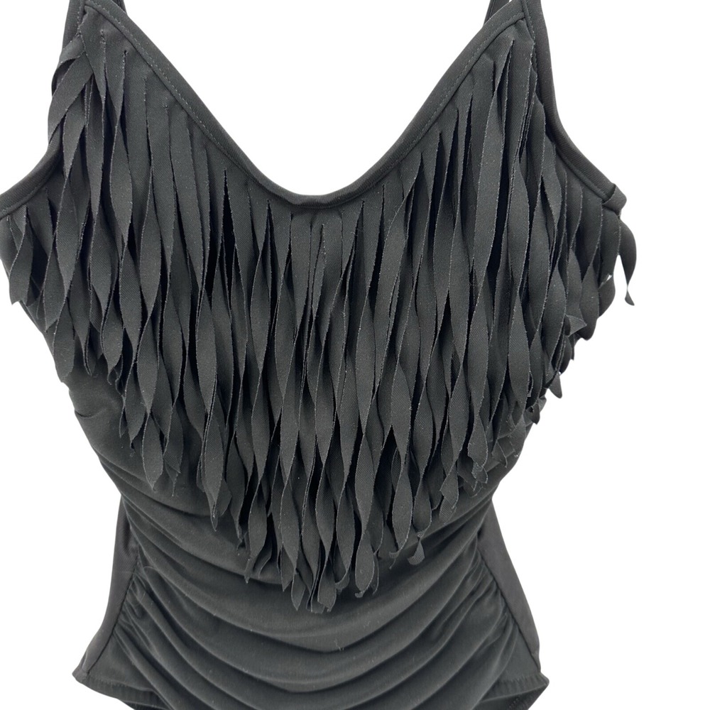 Fringed Black One-Piece Swimsuit